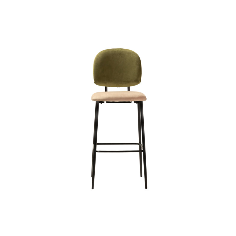 Upholstered Counter Stool with Metal Frame, Green