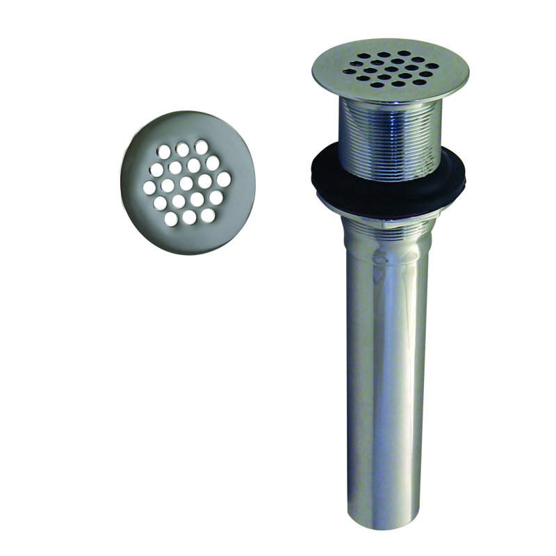 Grid Strainer Lavatory Drain Assembly without Overflow Holes - Exposed, Polished Chrome