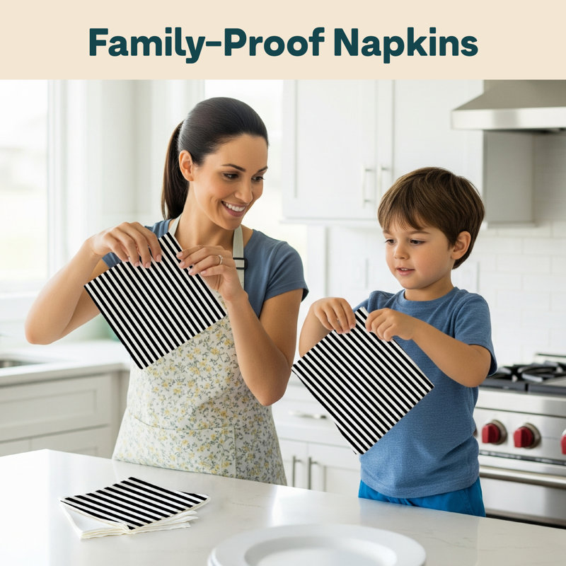 Stripes 18" Napkins, Black
