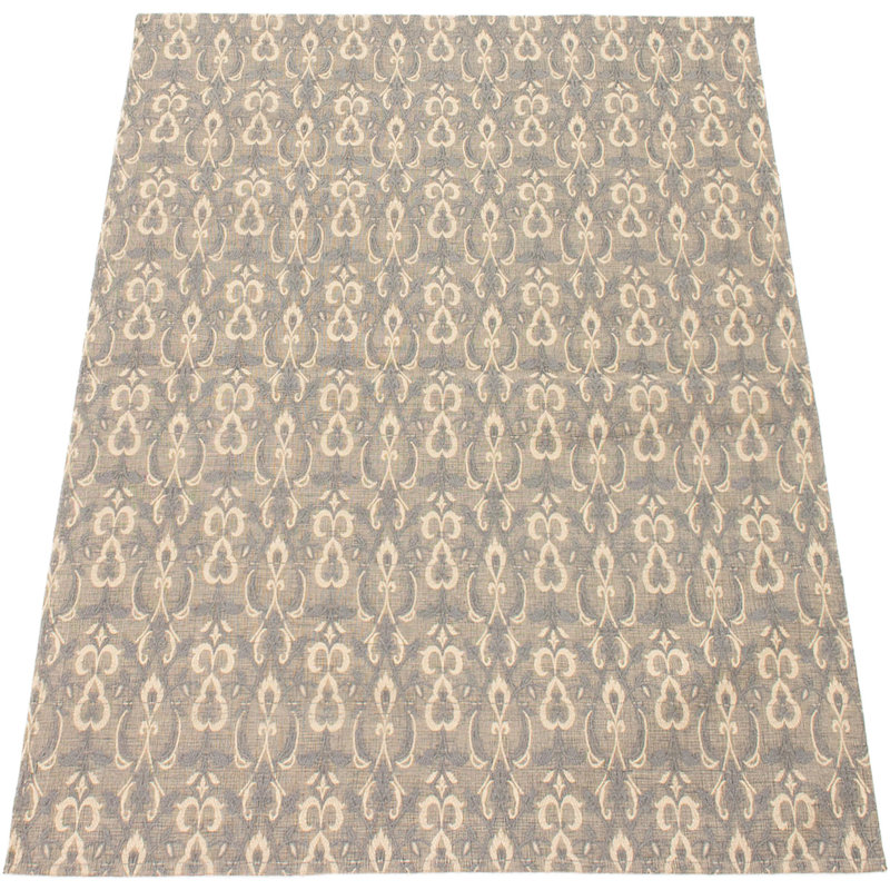 Tapis unique en chenille noué à la main gris et brun style collage années 2010 de 4 pi 7 po x 6 pi 7 po Poyen