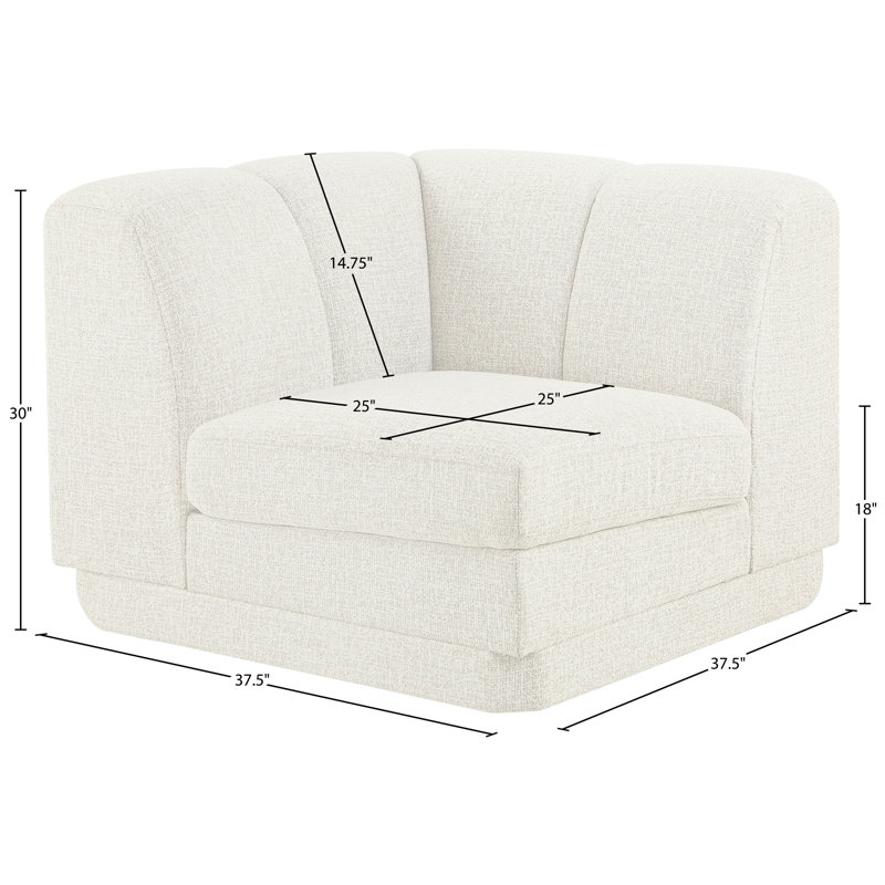Chaise de coin rembourrée en tissu Chiquita, Tissu crème
