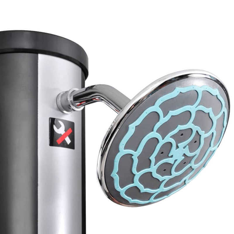 Milbrandt 220cm H Solar Powered Temperature Controlled Metal Freestanding Outdoor Shower and Footwash Spout, Black/Silver