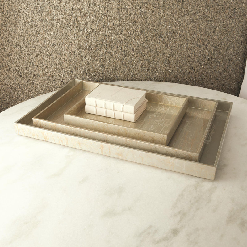 MDF Decorative Tray, 2.25" H x 18" D x 18" D, Champagne Silver