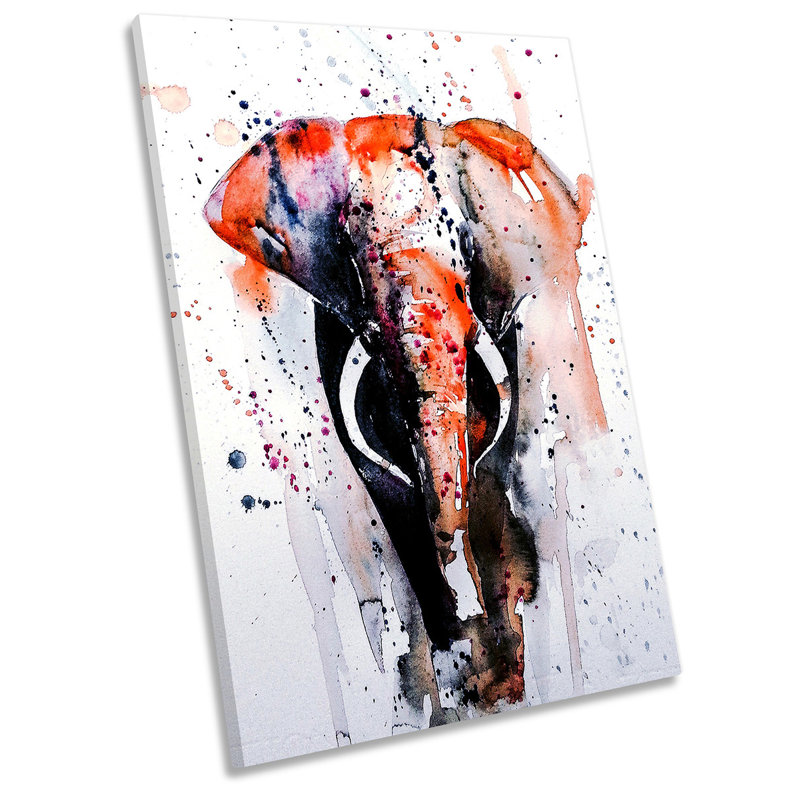 Elephant Red Modern - Wrapped Canvas Art Prints, 45.7cm H x 30.5cm W x 2cm D