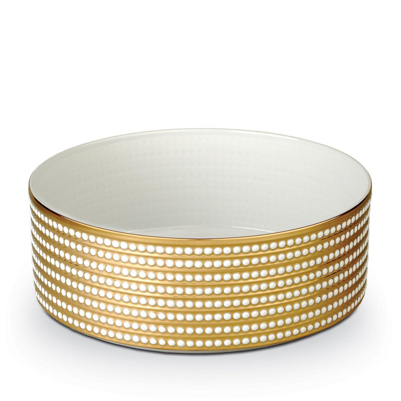 Perlée Deep Bowl, White/Gold