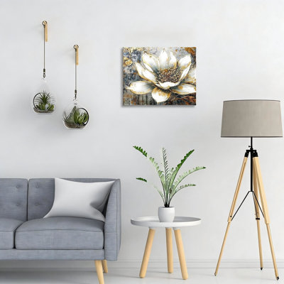 Art mural floral blanc rétro, art pour la décoration intérieure ou cadeaux, L 16 x l 20