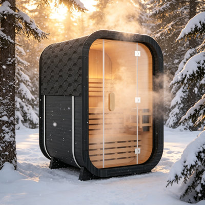 Smartmak® Outdoor Steam Sauna For 2 Person, Outdoor Saunas Spa, Traditional Barrel Wooden Sauna With Etl-Certified 4.5Kw Stove, 0-195℉ (53.15”X 54.72”X 78.74”, Pine)