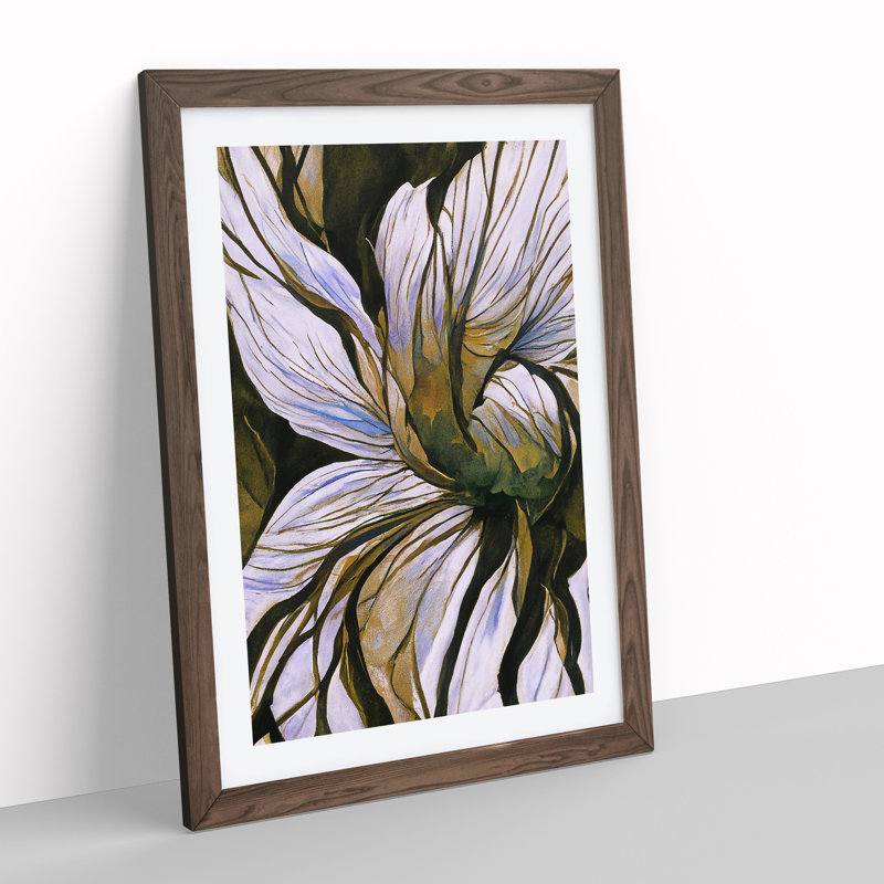 Floral Abstract No.2 - Single Picture Frame Print, 34cm H x 25cm W x 2cm D, Walnut