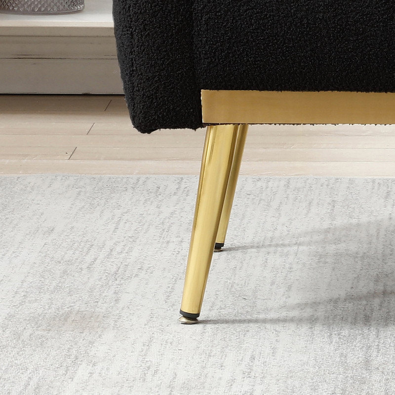 Méridienne capitonnée de 30 po de largeur, Tissu noir
