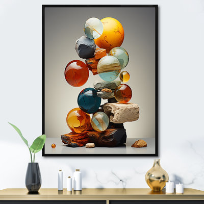 Abstract Geometric Marbles Pyramid IV - Abstract Wall Art Decor