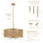 4- Light 19.6” Dimmable Hand Woven Drum Chandelier With Hemp Rope Shade
