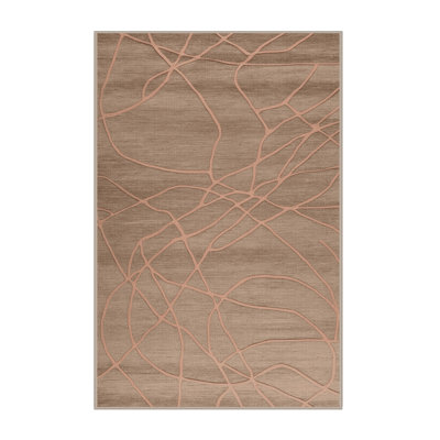 Machine Washable Abstract Brown Area Rug