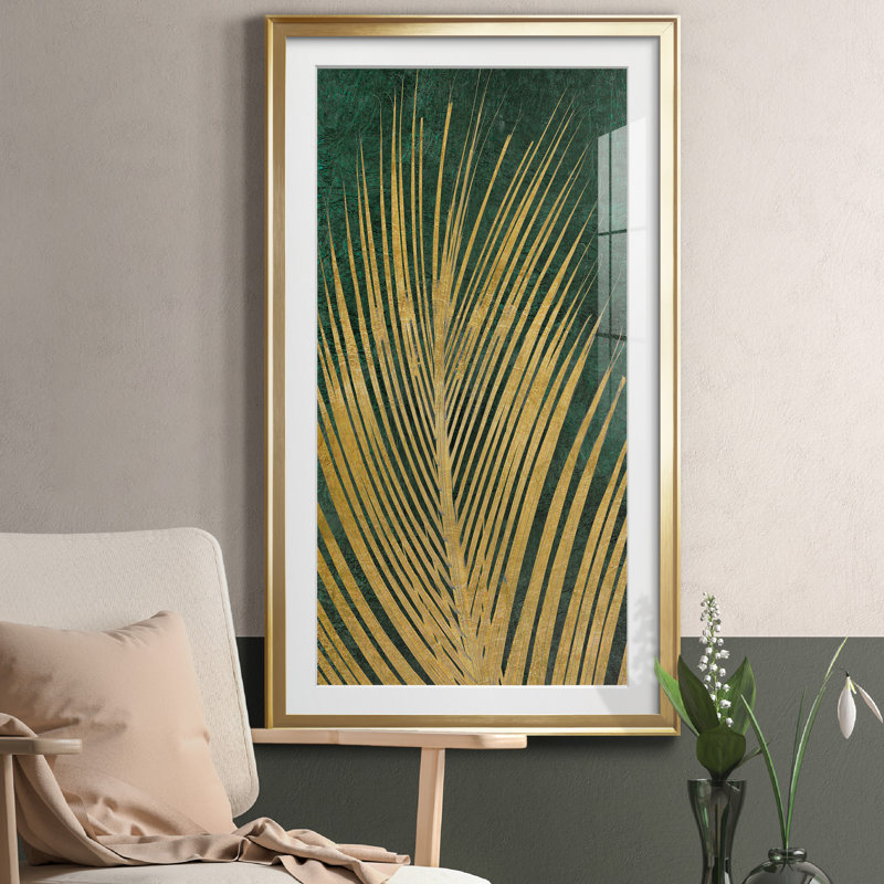 Golden Palm I - cadre photo, impression sur papier, H 14,5 po x l 26,5 po x P 1,5 po, Papier doré