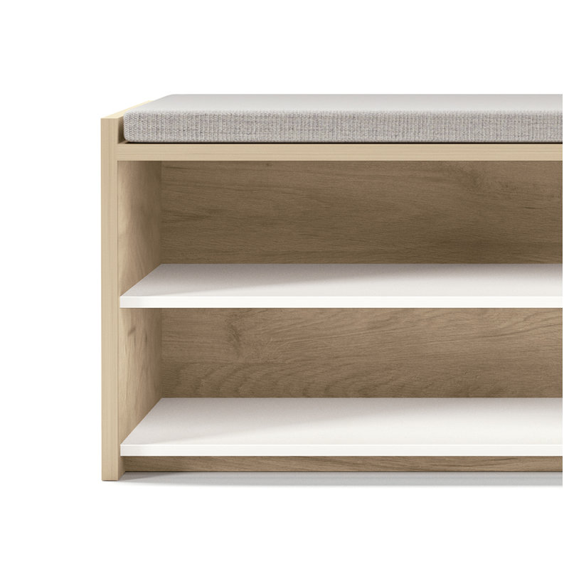 10 Pair Shoe Storage Bench, Light oak/white