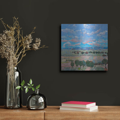  «Beneath Seppeltsfields Skies» par Belinda Wilson, art mural en métal, 12 po x 12 po