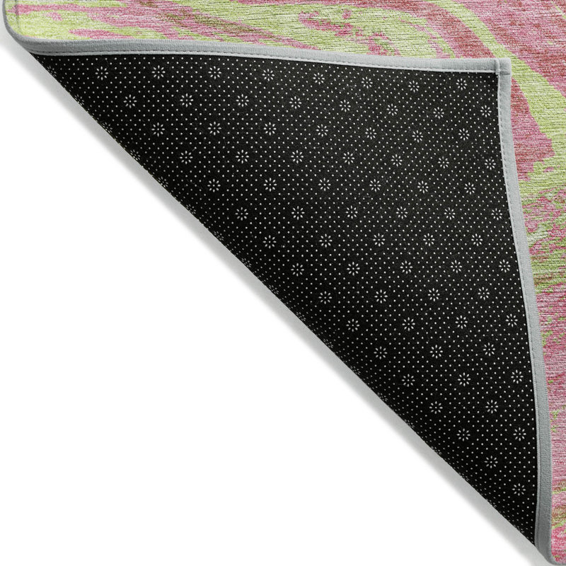 Pink Abstract Synthetic Washable Non-slip 5' x 7' Area Rug