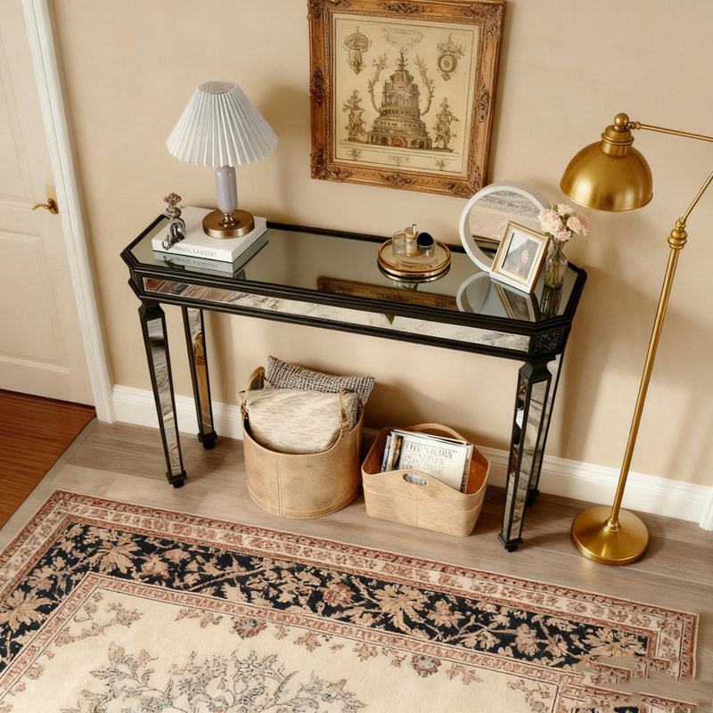 Console à miroir, Noir / argenté