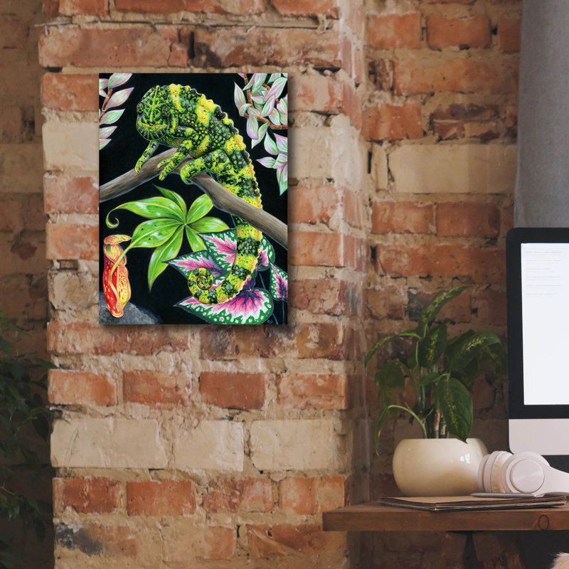 Art mural sur toile Epic Graffiti «Meller's Chameleon» par Rebecca Wang, H 16 po x l 12 po x P 0,75 po