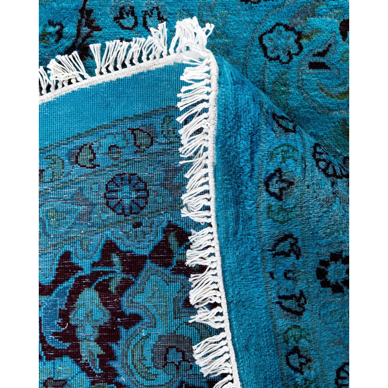 Daia One-of-a-Kind Round 8' 1" X 8' 2" New Age Round Wool Area Rug Blue