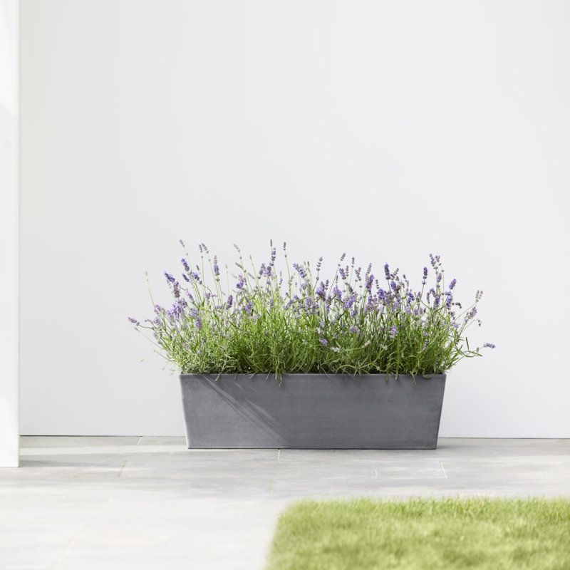Pot Planter, Gray, 8" H x 32" W x 7.75" D