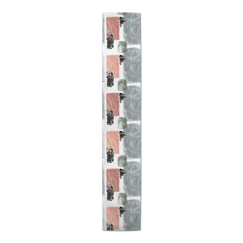 Chemin de table abstrait bleu et rose, L 72 po x l 16 po