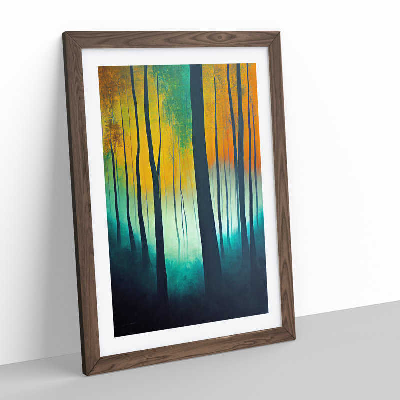 Vibrant Forest No.4 - Wall Art, 66cm H x 48cm W, Walnut Framed Paper, White