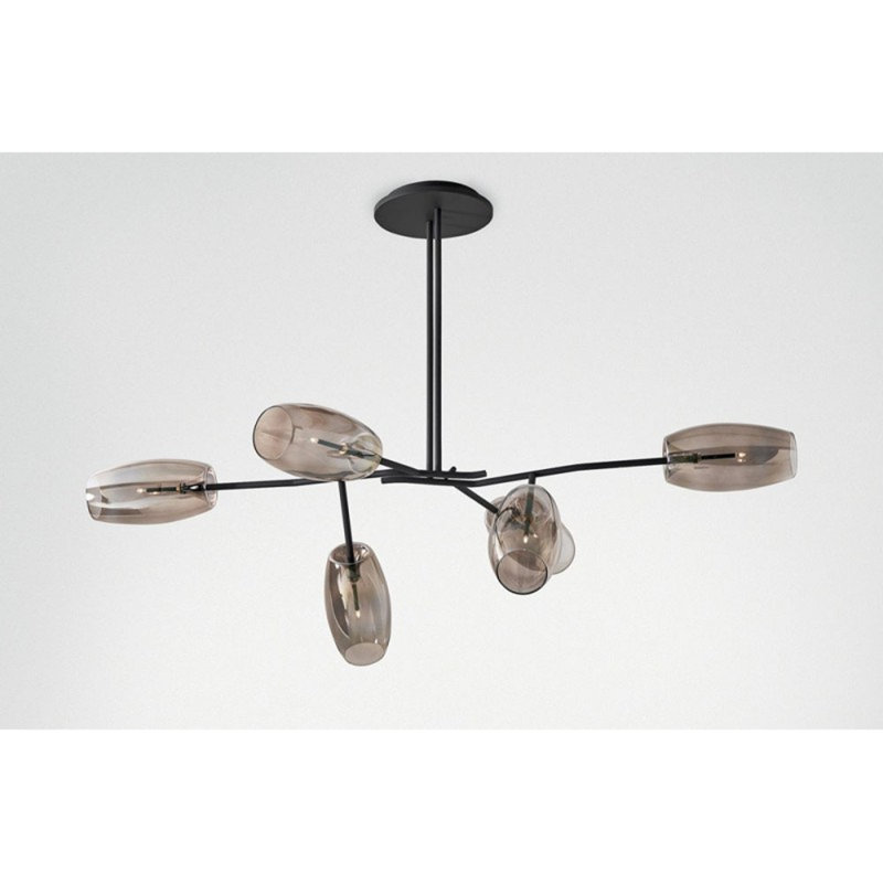 Abat-jour Art Deco, Nickel brossé, Fumée, 55” Length x 53” Width x 54” Height