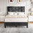 Heavy-Duty Platform Bed Frame, With Height Adjustable Fabric Headboard-2128307092-2128307093