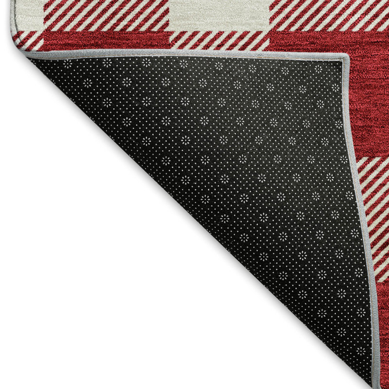 Premium Machine Washable Prisco Red Rug, Round 8'