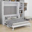 Lit escamotable double avec bureau et bibliothèque, blanc-1728154471