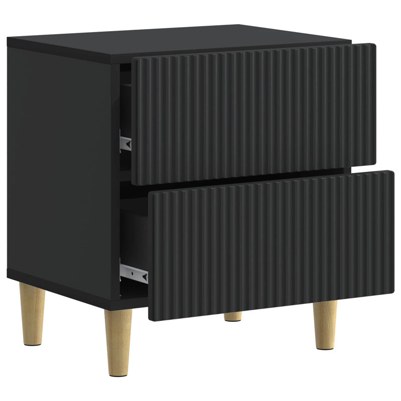 43cm W Manufactured Wood Bedside Table, Black