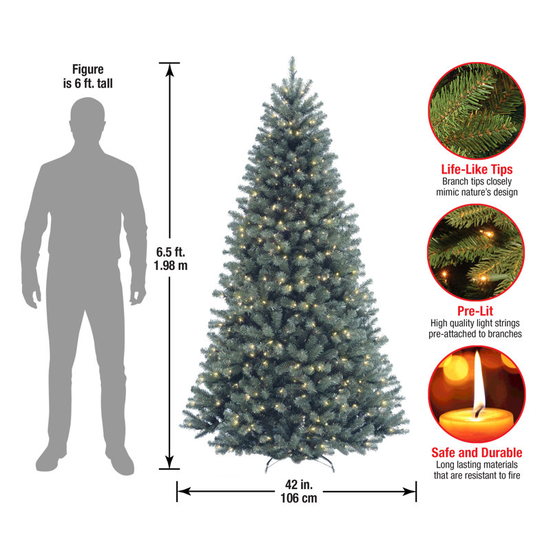 North Valley Blue Spruce Tree with Clear Lights, 6.5'