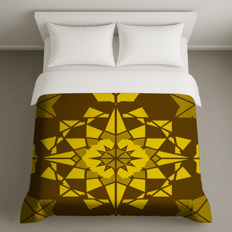 Housses de couette jaunes à motif géométrique Mandala, Très grand lit