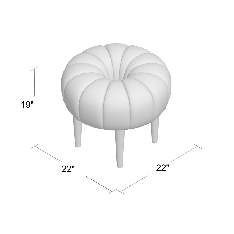 Oops A Daisy Upholstered Ottoman, Stepping Stones Ivory