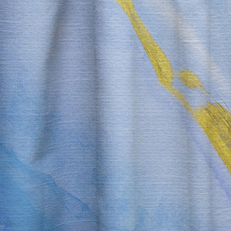 Bleu avec art liquide en marbre doré - Rideau abstrait - Velours obscurcissant - 1 panneau