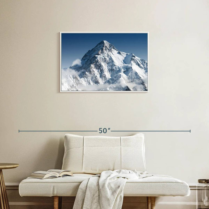 La montagne K2 au Pakistan, Cadre flottant blanc, 31 po x 21 po