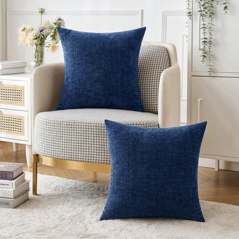 Pack Of 2 Couch Throw Pillow Covers Spring Soft Dusty Chenille Pillow Covers For Sofa Living Room Solid Dyed Pillow Cases
