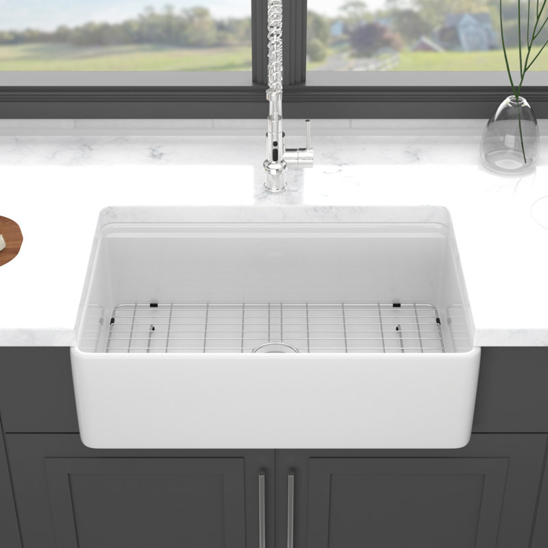 Spacious Ceramic Farmhouse Sink Stylish White Workstation Kitchen Performance