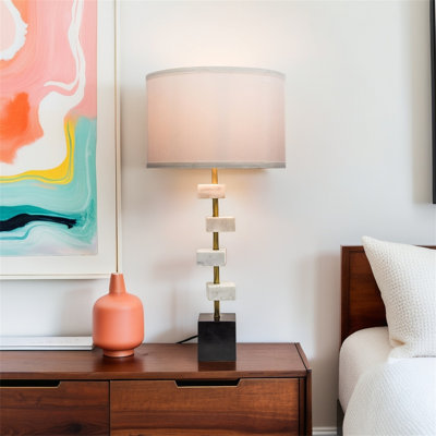 D15x30" Table Lamp With Marble Base And Metal Frame (lampshade Assembly Required)