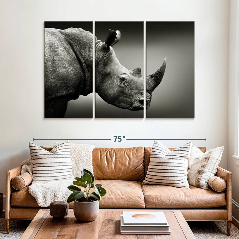 Rhino brun et blanc Brampt, H 42 po x l 65 po