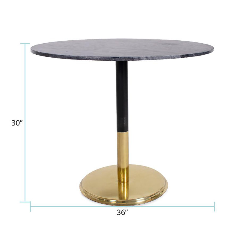 Micca Marble End Table, Black, Gold/Black