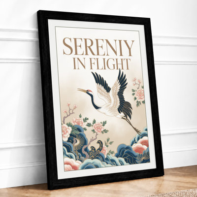 Cranes in Flight Japandi - Framed Print