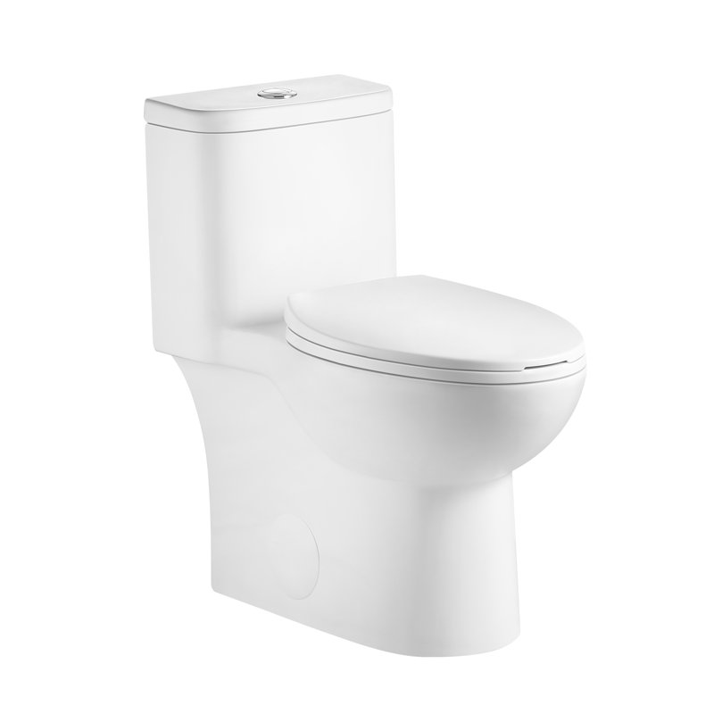 Toilette de 17 po de hauteur avec système 1,1 / 1,6, cuvette sans rebord, siège à fermeture en douceur, blanc brillant 006 pour salle de bain à double chasse moderne, lavabo, lustre doux