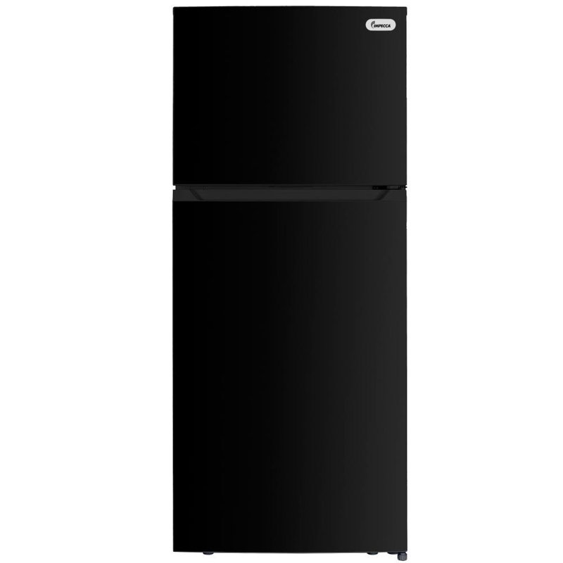 Impecca 17.6 cu. 27.6W with Top Mount Freezer Refrigerator Recessed Handle,, Black