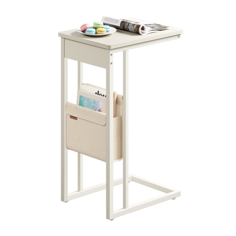 Alexann Sled End Table, White, White
