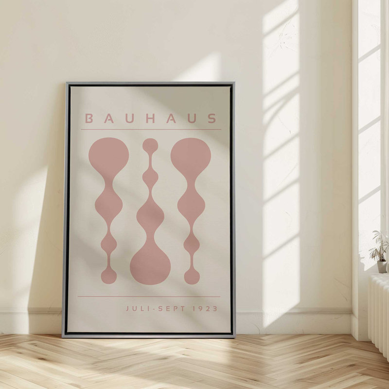 «Pink Retro Bauhaus», affiche sur toile encadrée, H 36,75 po x l 24,75 po, Blanc opaque