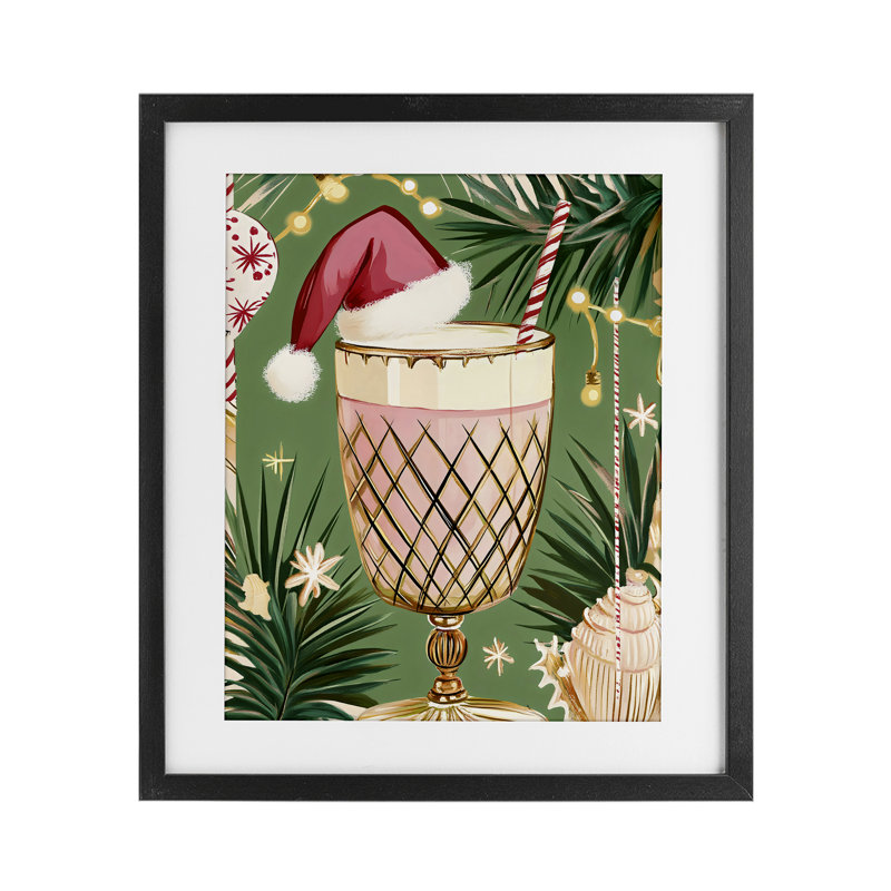 Festive Christmas Cocktail, reproduction encadrée sous verre, design par Franklyn Gregory, H 16 po x l 13 po