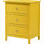 Table de chevet jaune pour chambre à coucher - Fabrication robuste, 3 tiroirs inclus avec armoire à matériaux