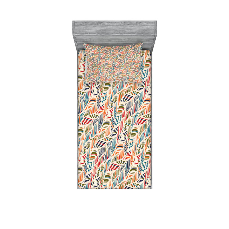 Multicolore drap-housse et coussin décoratif Ambesonne Boho, Ensemble de draps-housses pour lit simple + 2 taie