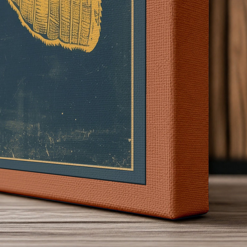 Golden Moth Study Botanical - Wrapped Canvas, 18x12 - 45.7 x 30.5 cm, Terracotta Border